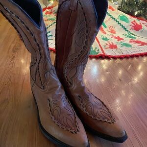 Vintage Dan Post Brown Leather Cowboy Boots